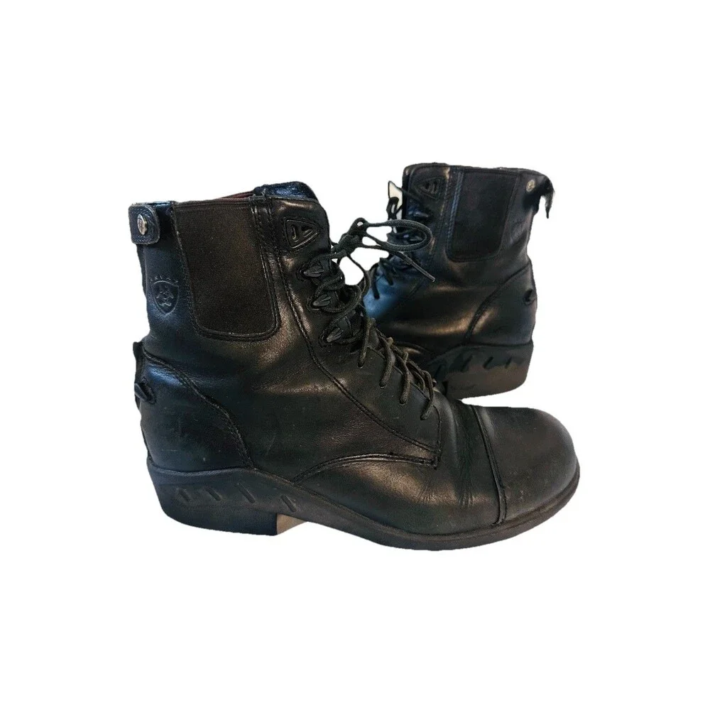 Ariat Boots Womens 8.5 B Black Heritage IV Paddock Ridding Boots Combat Leather - Picture 4 of 16